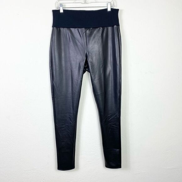 Assets by Spanx Black All Over Faux Leather Shaping Leggings Size 1X - Picture 2 of 6